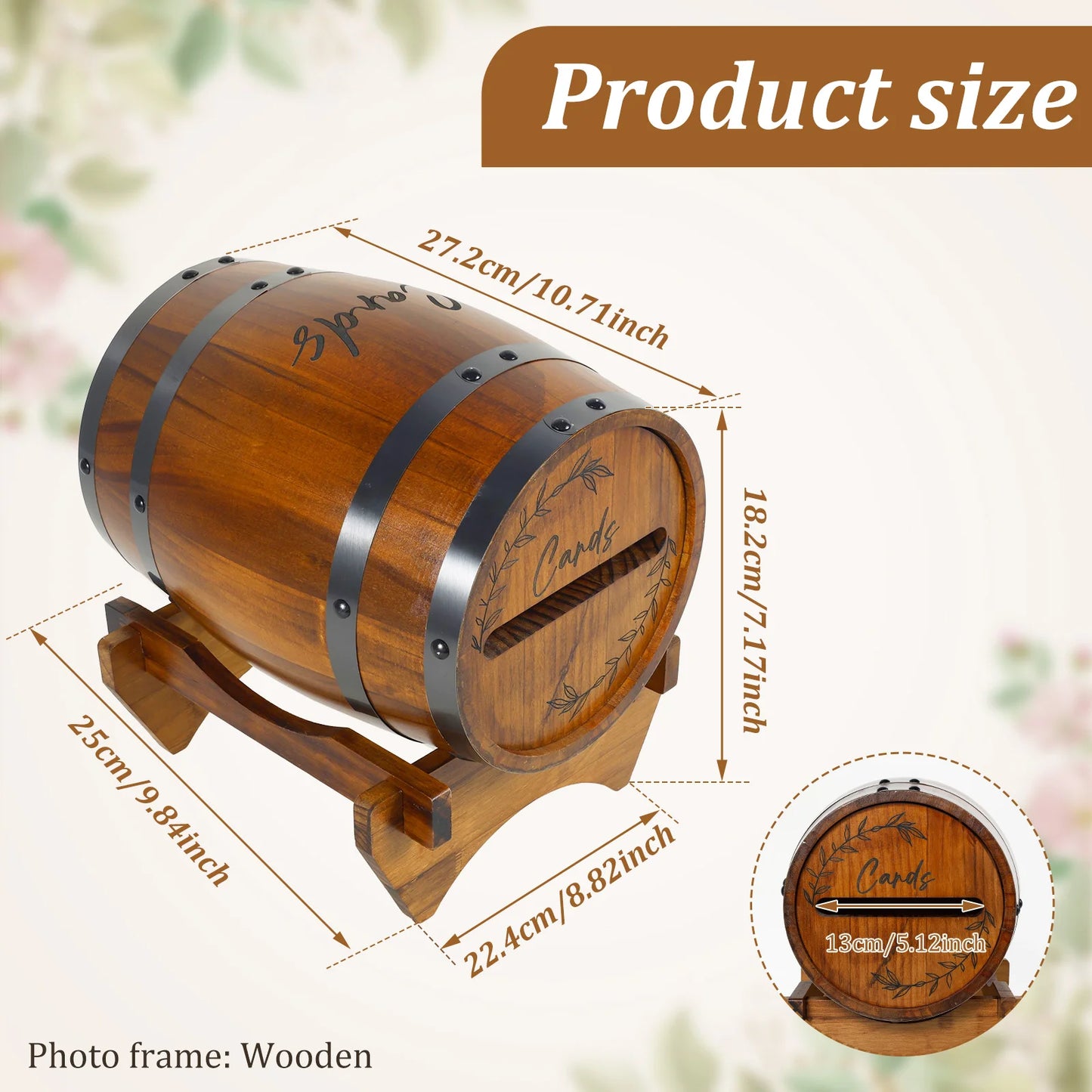 Urne Mariage Champêtre Tonneau en Bois