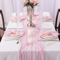 Chemin de Table Mariage en Gaze Froissée — Rose Violacé