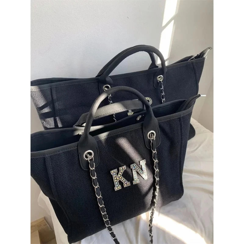 Tote Bag Personnalisé Initiales en Perles