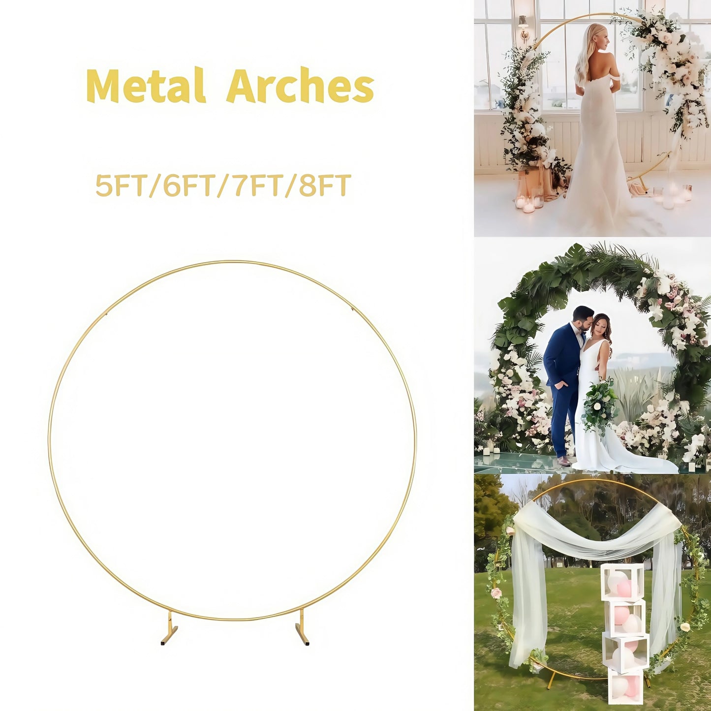 Arche Mariage Ronde Métal Doré