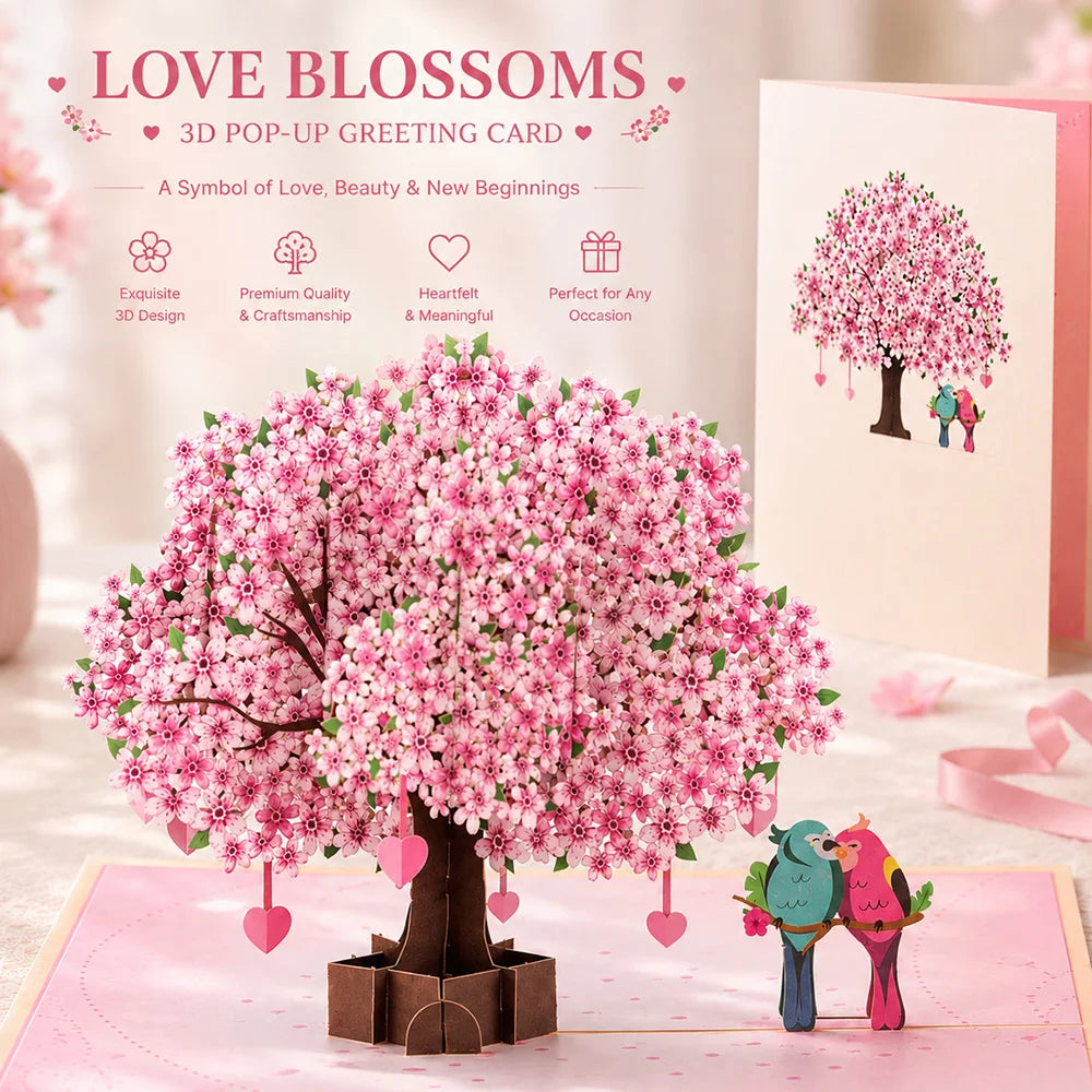 Carte Pop-Up 3D Fleurs et Mariage