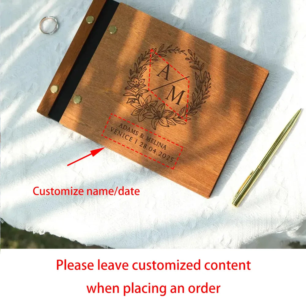 Livre d'Or Mariage Bois Personnalisé Gravé