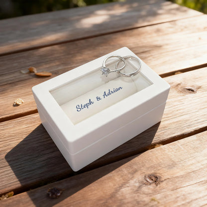 Boîte à alliance bois blanc personnalisée mariage