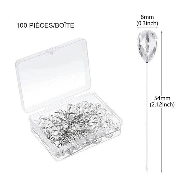 Épingles à bouquet de mariée perlées — Goutte Cristal 8 mm