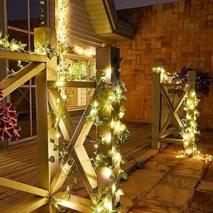 Guirlande lumineuse mariage solaire à feuilles — vue 2