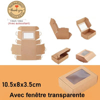 Boîte Cadeau Invité Mariage en Papier Kraft — 10,5 × 8 cm Kraft naturel, avec fenêtre