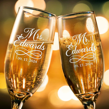Duo de Flûtes à Champagne Personnalisées Mariés