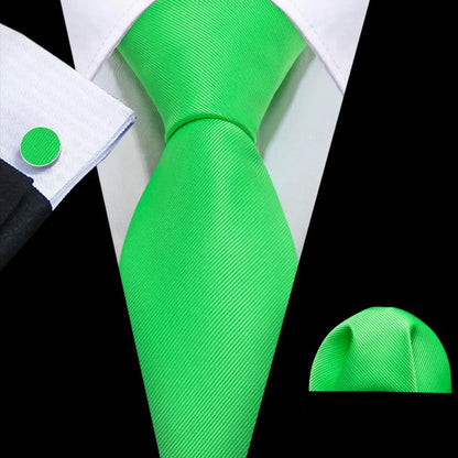 Cravate Mariage Homme Verte Pochette Boutons de Manchette