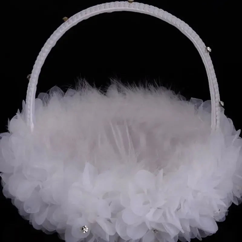 Panier à confettis mariage blanc fleuri