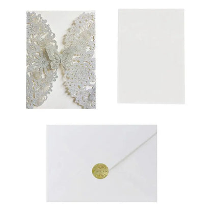 Faire-Part Mariage Papillon Ajouré Argenté