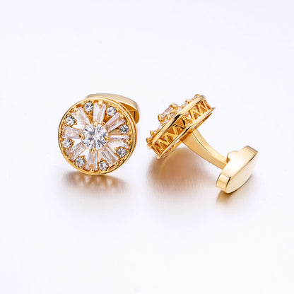 Boutons de manchette cristal dorés