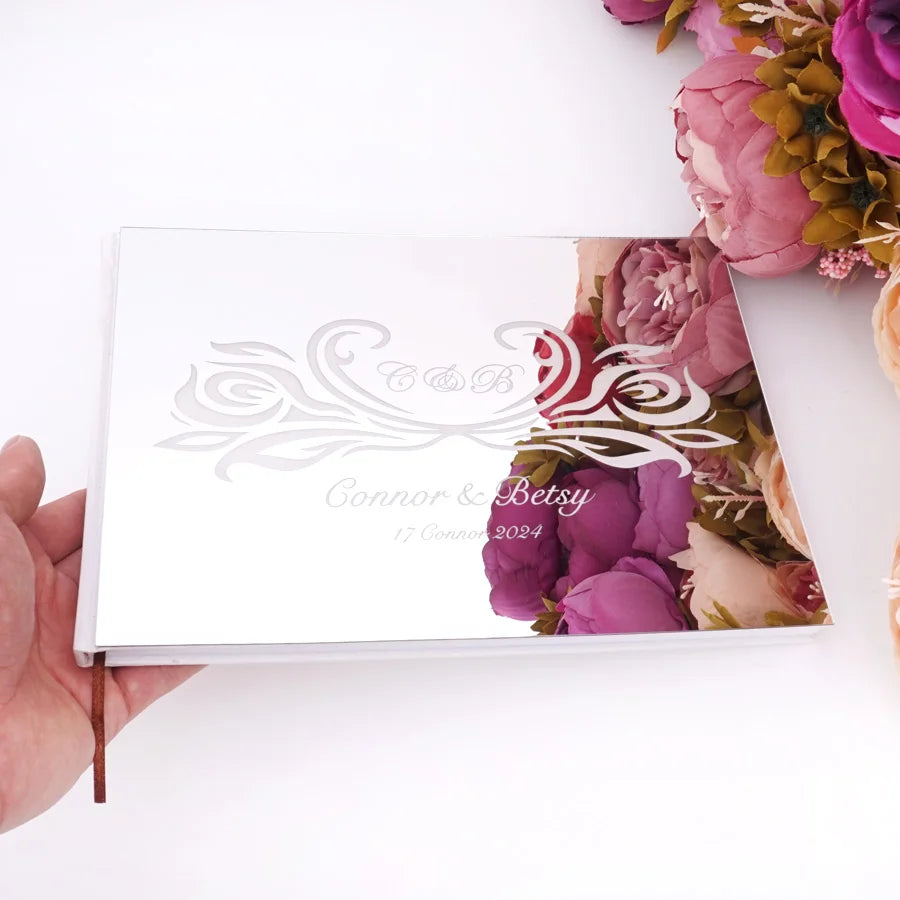 Livre d'Or Mariage Miroir Personnalisé Format Paysage 25x18 cm