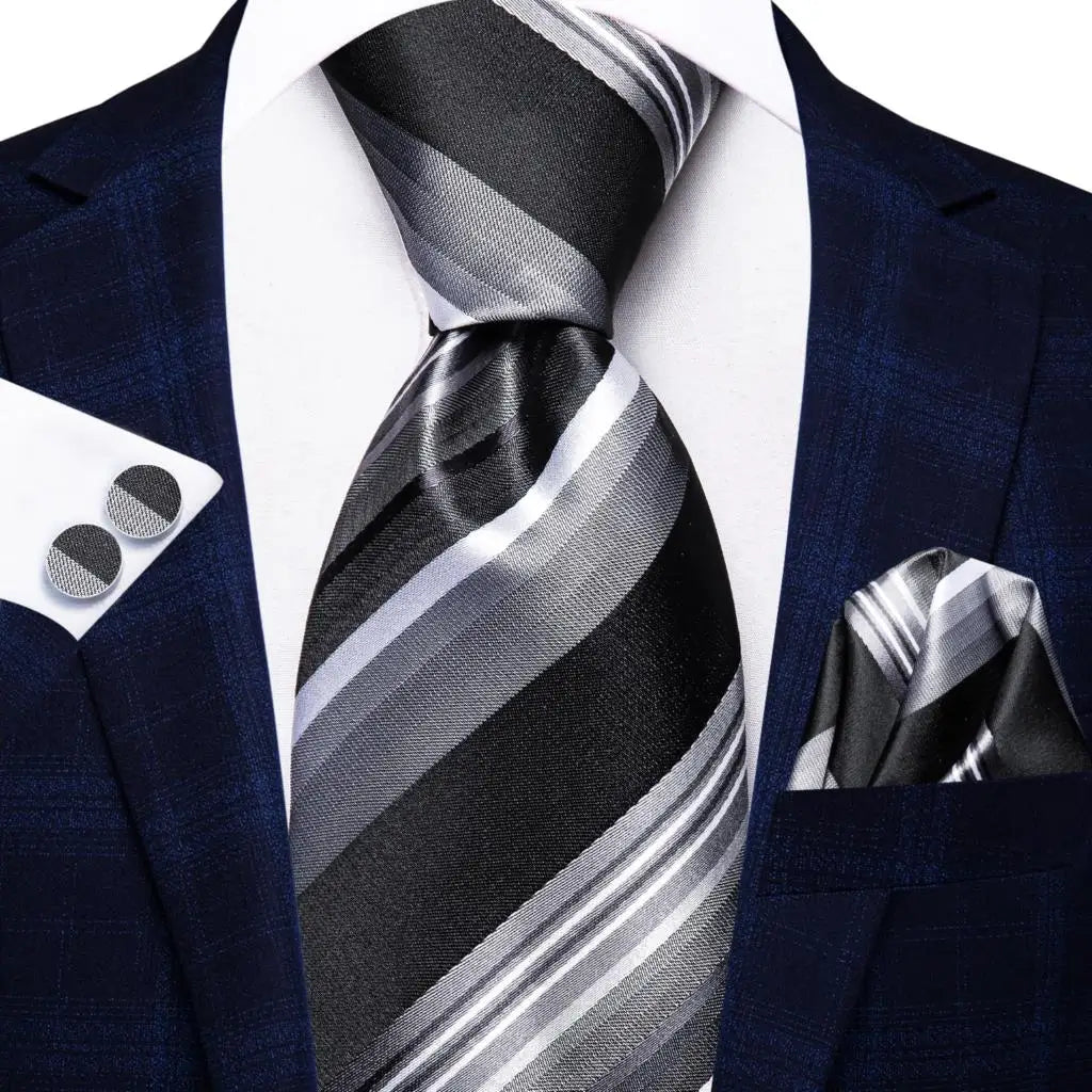 Coffret Cravate Mariage Homme avec Pochette et Manchettes