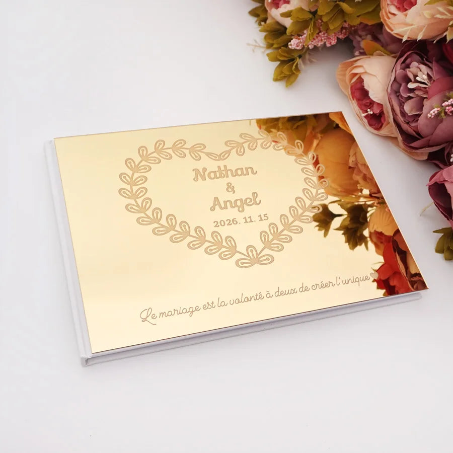 Livre d'Or Mariage Miroir Personnalisé Format Paysage 25x18 cm