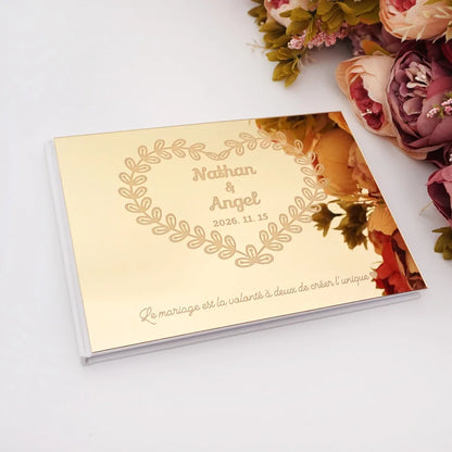 Livre d'Or Mariage Miroir Personnalisé Format Paysage 25x18 cm