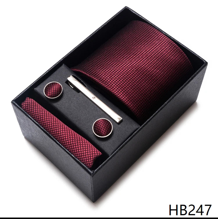 Coffret Cravate Mariage Homme Pochette et Boutons de Manchette