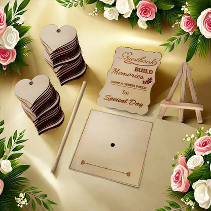 Livre d'or mariage original 72 cœurs en bois