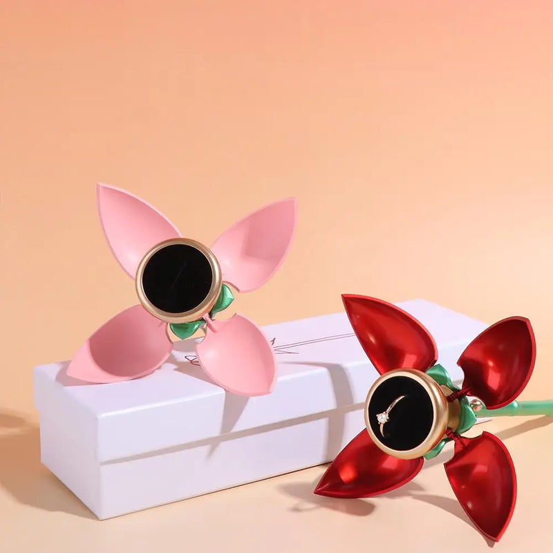 Boîte bague rose longue tige cadeau — vue 4
