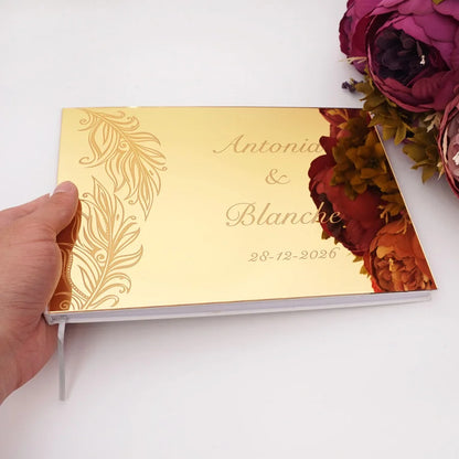 Livre d'Or Mariage Miroir Personnalisé Format Paysage 25x18 cm
