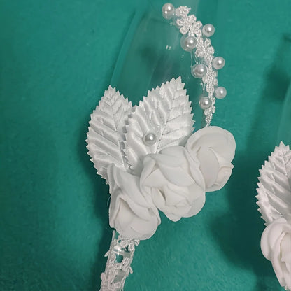 Flûtes Champagne Mariage Roses et Perles — vue 3