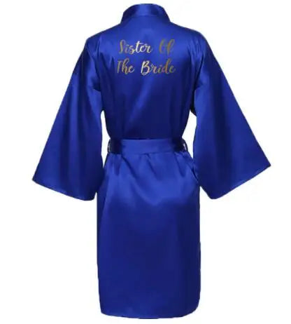 Peignoir Satin Bleu Roi Imprimé Doré — vue 16