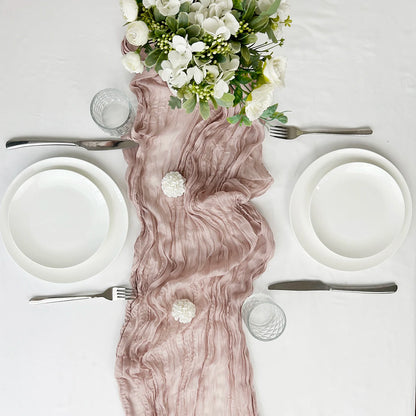 Chemin de Table Mariage en Gaze Froissée
