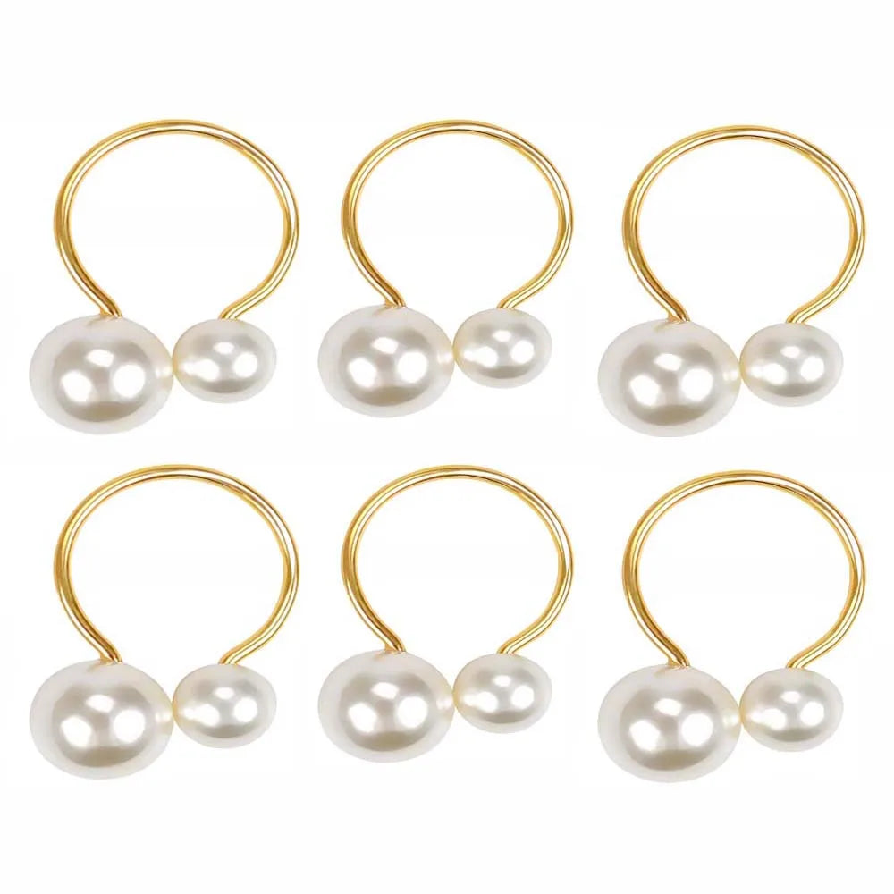 Rond de serviette mariage perle lot de 6