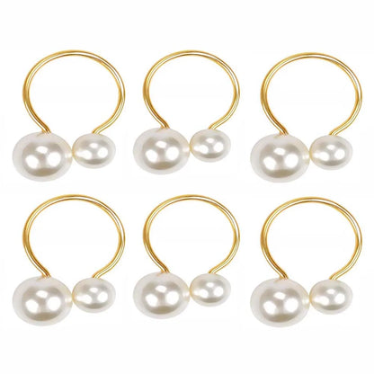 Rond de serviette mariage perle lot de 6