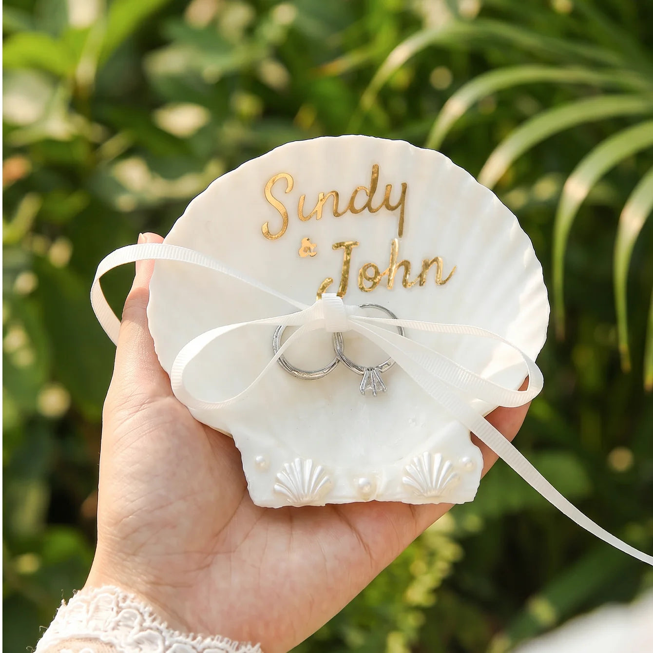 Porte alliance coquillage personnalisé mariage