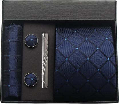 Coffret Cravate Mariage 8 cm Pochette Pince et Manchettes