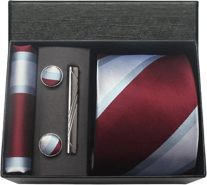 Coffret Cravate Mariage 8 cm Pochette Pince et Manchettes