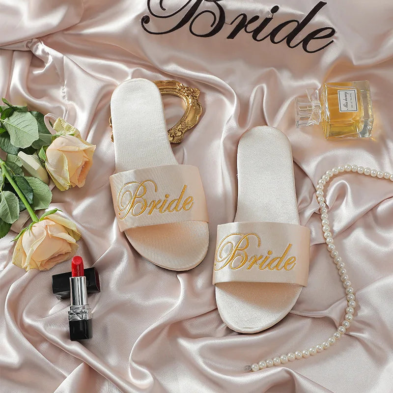 Chaussons mules de mariée en satin