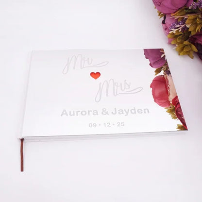 Livre d'Or Mariage Miroir Personnalisé Format Paysage 25x18 cm