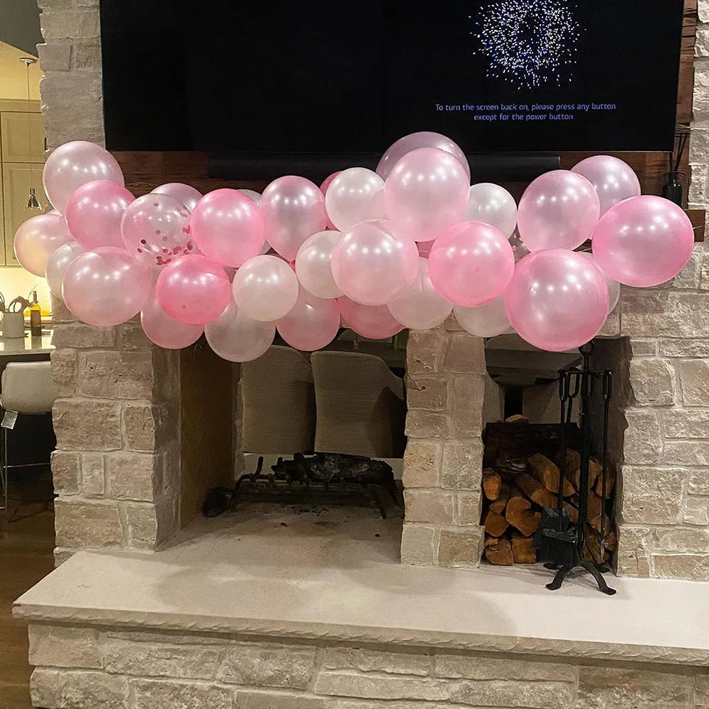 Ballons Mariage Rose et Blanc Confettis