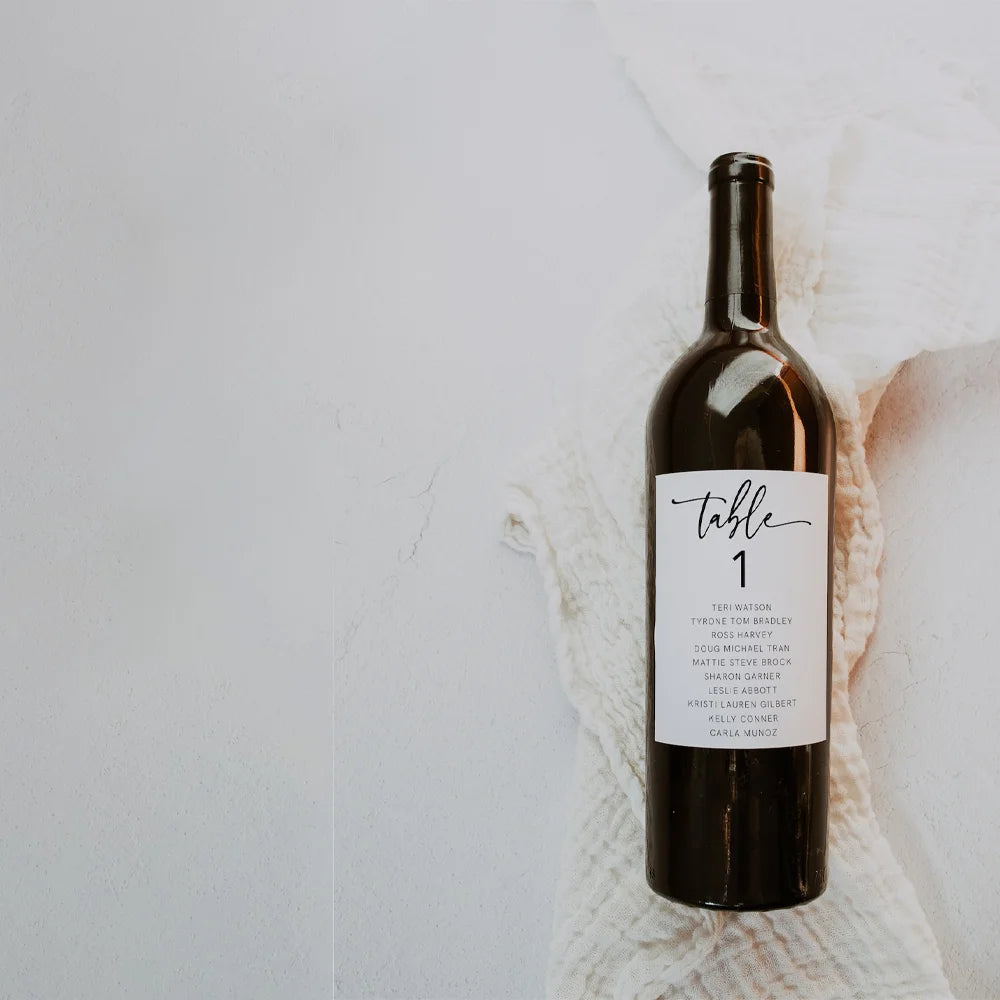Plan de Table Mariage Étiquettes Vin