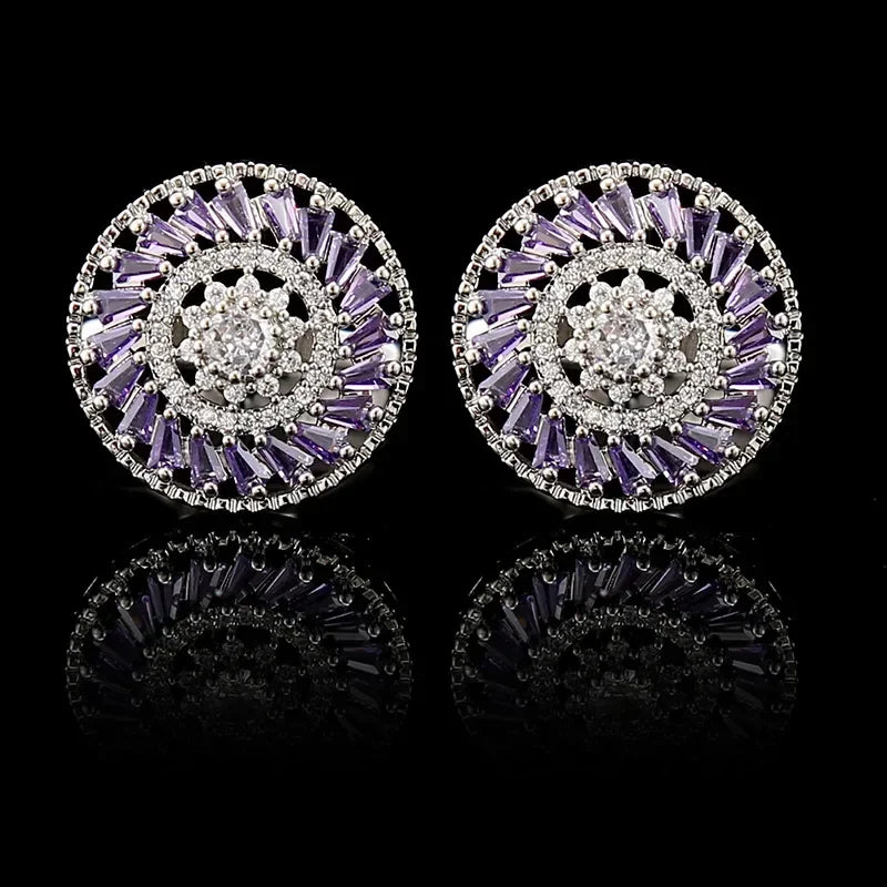 Boutons de manchette mariage rosace zircon — vue 8