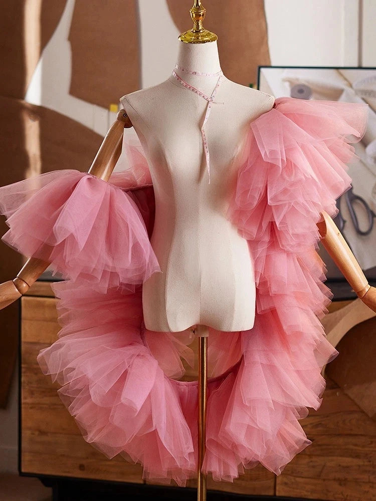 Étole Mariée Tulle Volants Superposés