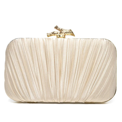 Pochette Mariage Satin Plissé à Chaîne