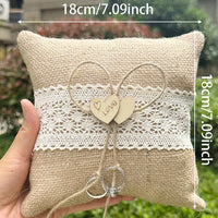 Coussin alliance dentelle jute et panier — vue 6