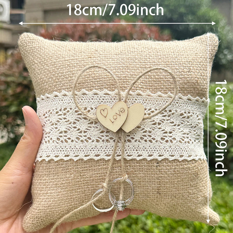 Coussin alliance dentelle jute et panier — vue 6