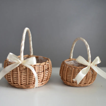 Panier fille d'honneur en osier ruban satin