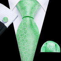 Cravate Mariage Homme Verte Pochette Boutons de Manchette — Vert Menthe Cachemire
