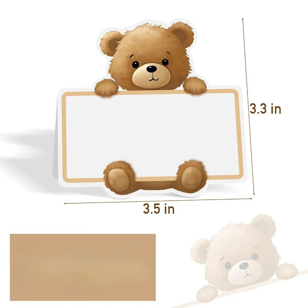 Marque-Place Mariage Motif Ourson Blanc
