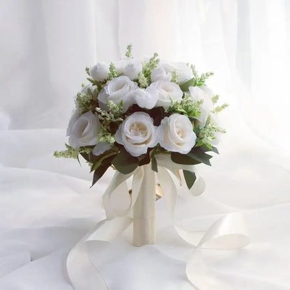 Bouquet de mariée fleurs artificielles roses satin