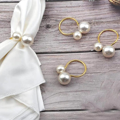 Rond de serviette mariage perle lot de 6