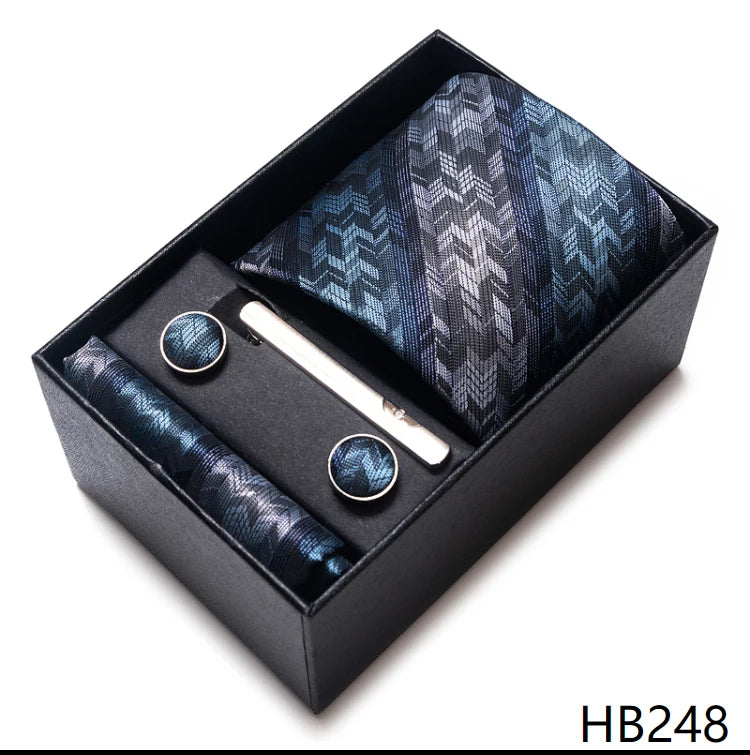 Coffret Cravate Mariage Homme Pochette et Boutons de Manchette