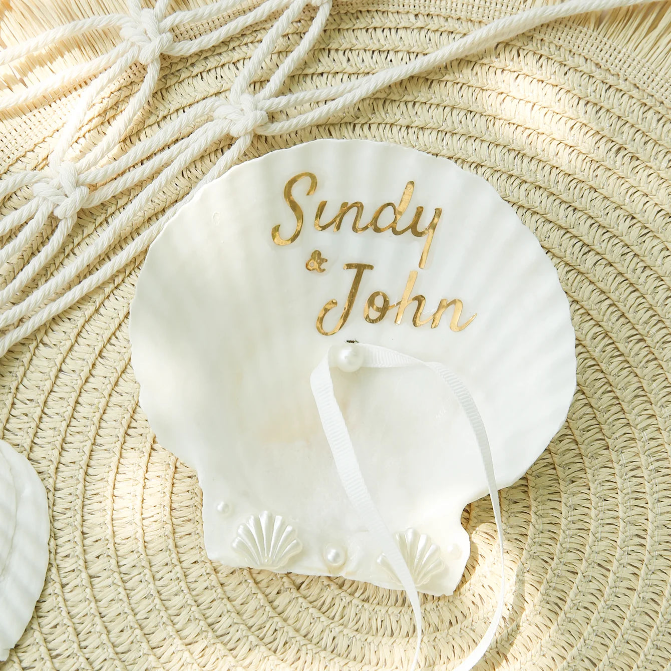 Porte alliance coquillage personnalisé mariage