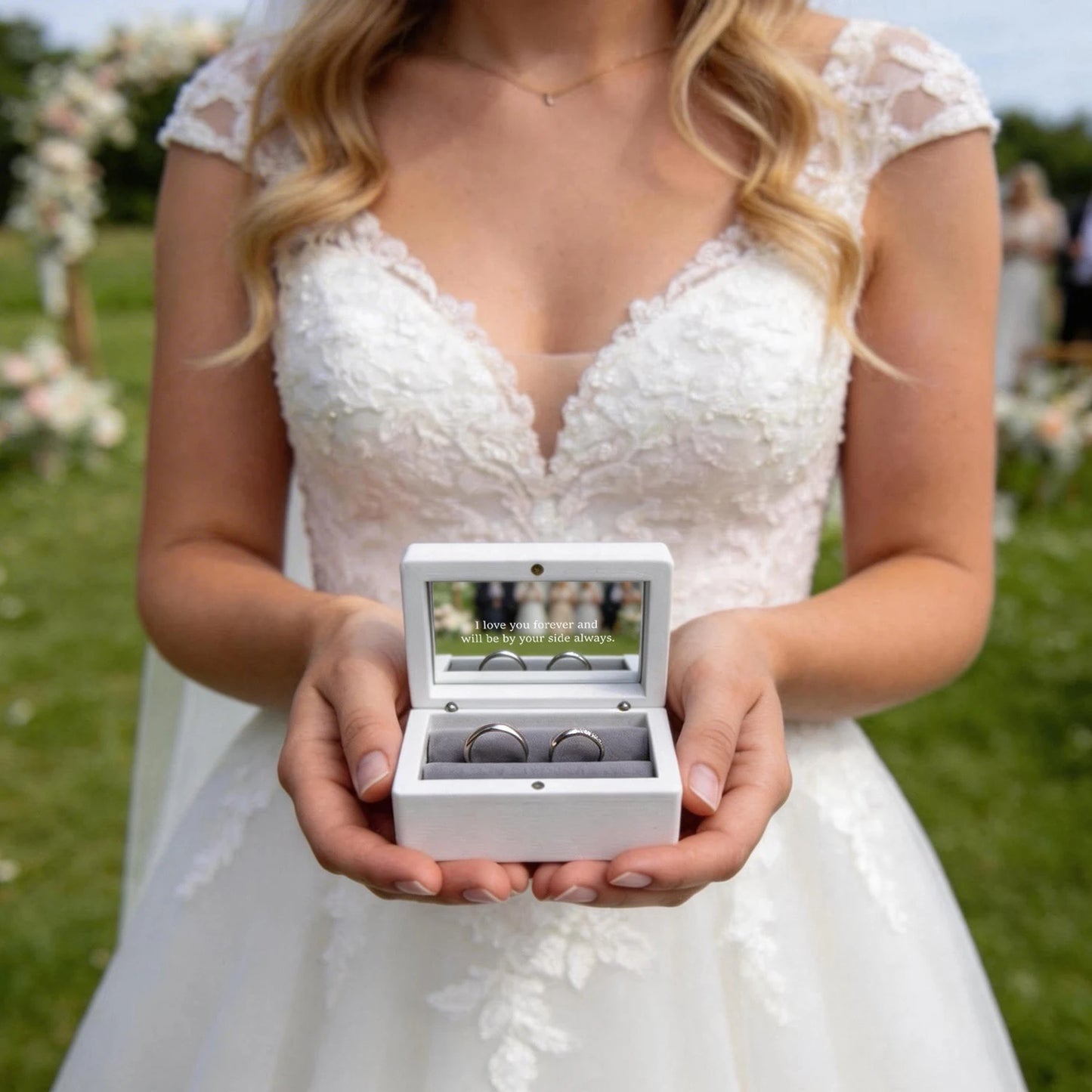 Boîte à alliance mariage personnalisée en acrylique