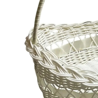 Panier à pétales mariage tressé blanc