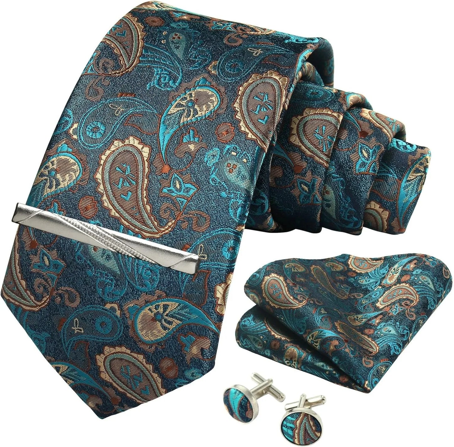 Coffret cravate mariage pochette et boutons manchette